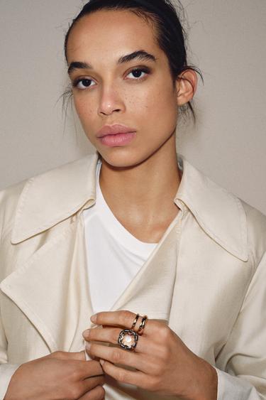 PACK OF 3 GEMSTONE RINGS - Golden by Zara