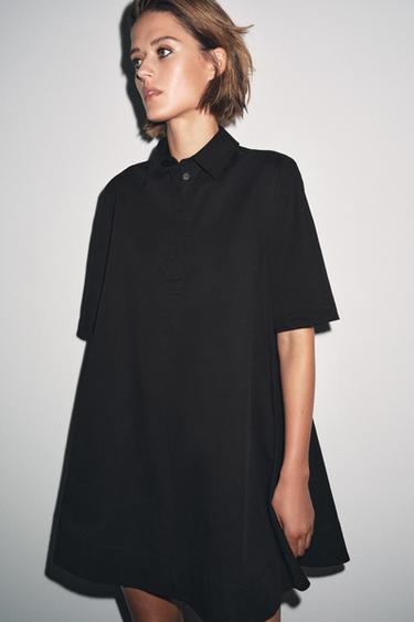 فستان قصير بوبلين ZW COLLECTION - أسود الخاص بـ Zara