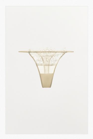 LACE THONG - Ecru by Zara