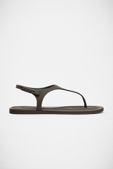 Zara RUBBERIZED SANDALS - Brown