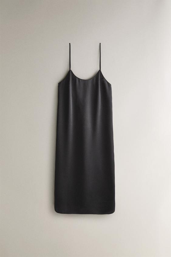 MULBERRY SILK STRAPPY NIGHTDRESS - Grey by Zara - Image 0