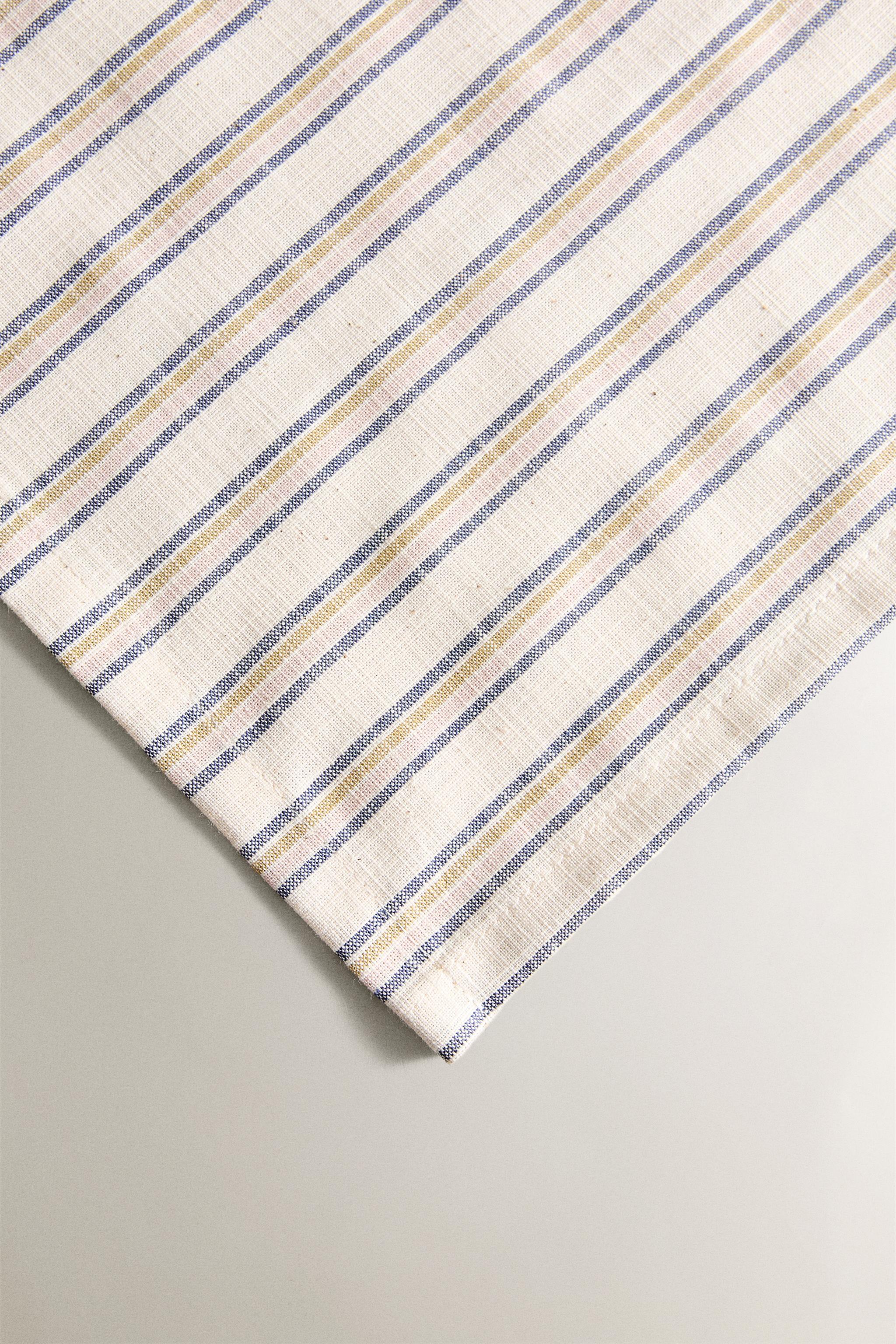 LOT SERVIETTES DE TABLE RAYURES FIL TEINTÉ (LOT DE 2