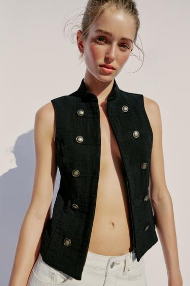 SLEEVELESS BUTTON SHIRT - Black by Zara