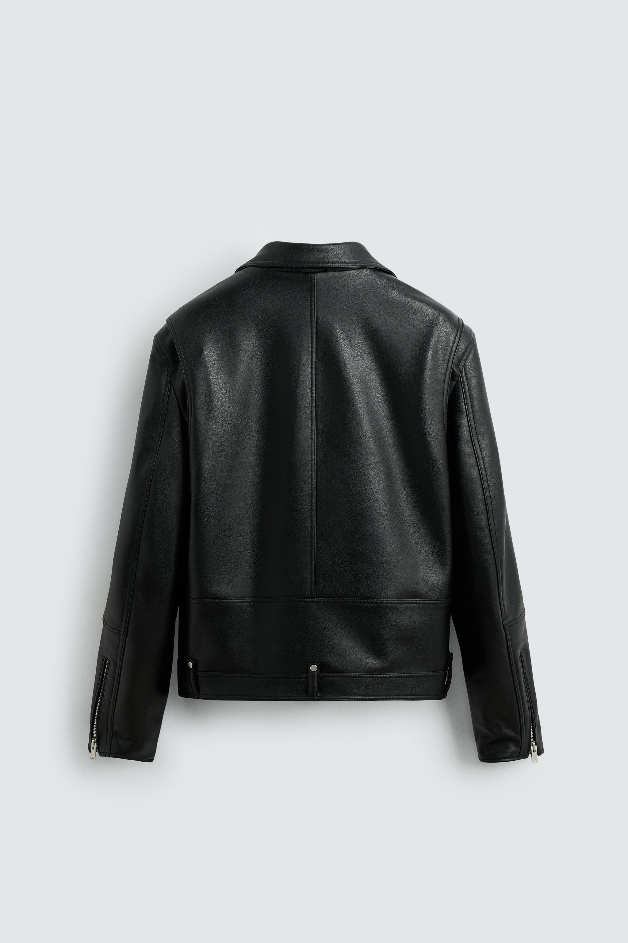 Leather Jacket Men Schwarze Lederjacke Herren Zara - Main Image