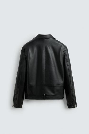 LEATHER EFFECT BIKER JACKET - Black by Zara - Image 7