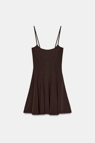 ROBE COURTE JUPE ÉVASÉE - Marron de Zara - Image 5