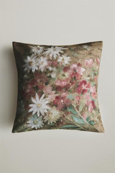 FLORAL CUSHION COVER - Green by Zara