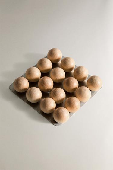 WOODEN MAGNETS (SET OF 16) - Light beige by Zara - Image 1