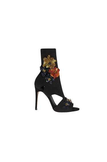 RARE HIGH HEEL SOCK STYLE SANDALS FLORAL STYLE BOOTS
