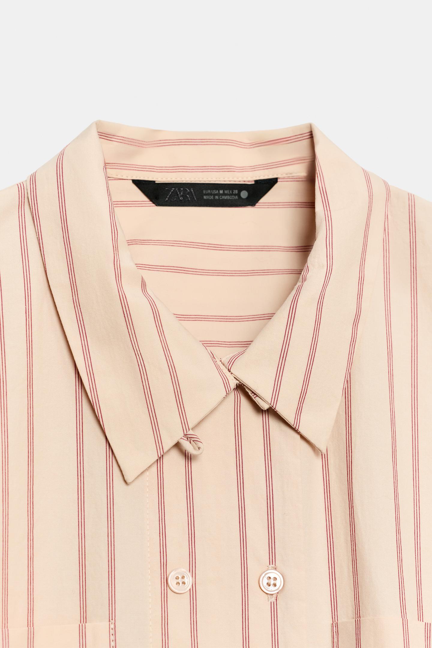 Женская рубашка Zara Striped ZW Collection, цвет: Красный полосатый — фото 9