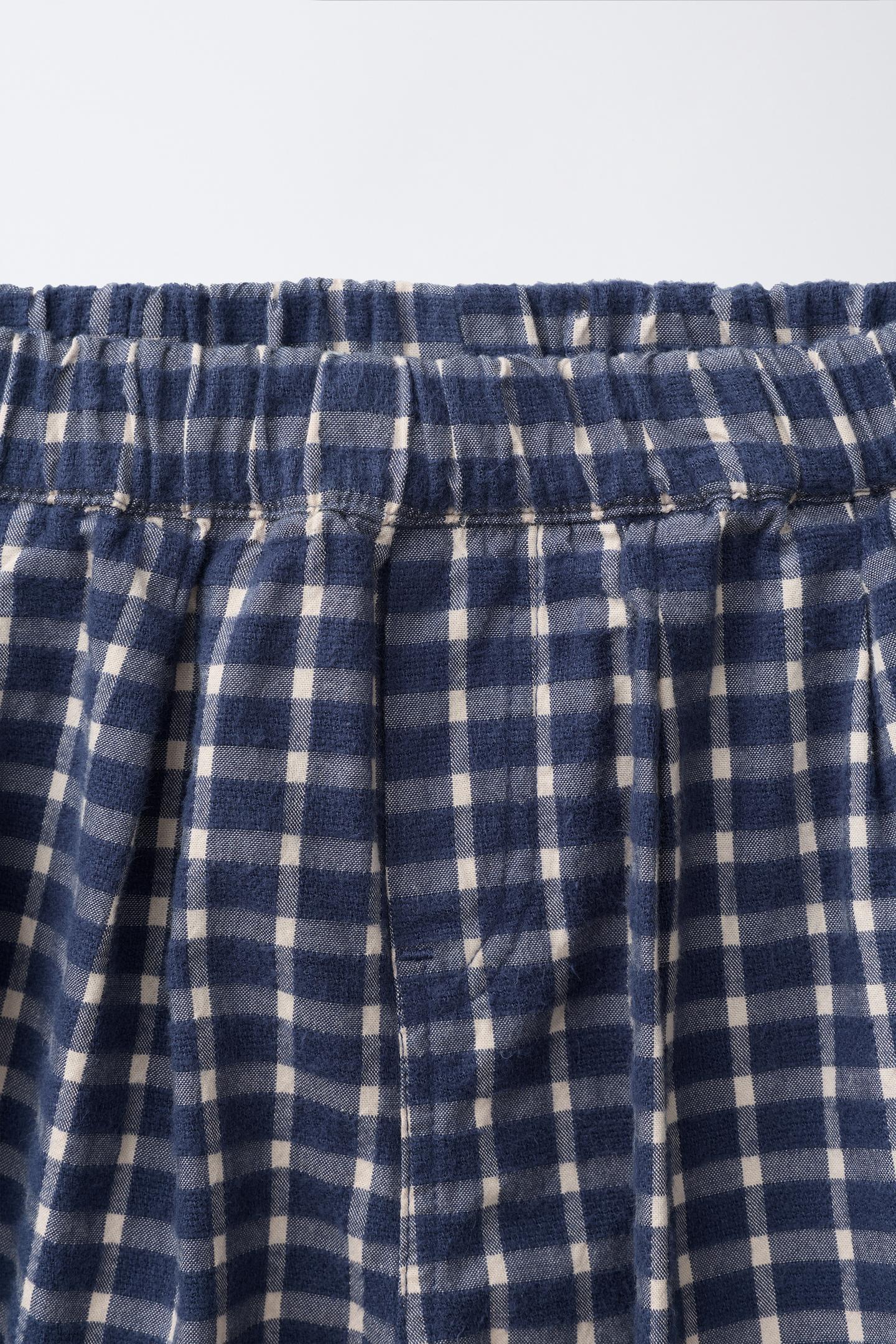 Детские брюки Zara Pleated Check Balloon, цвет: Экрю / Тёмно-синий — фото 3