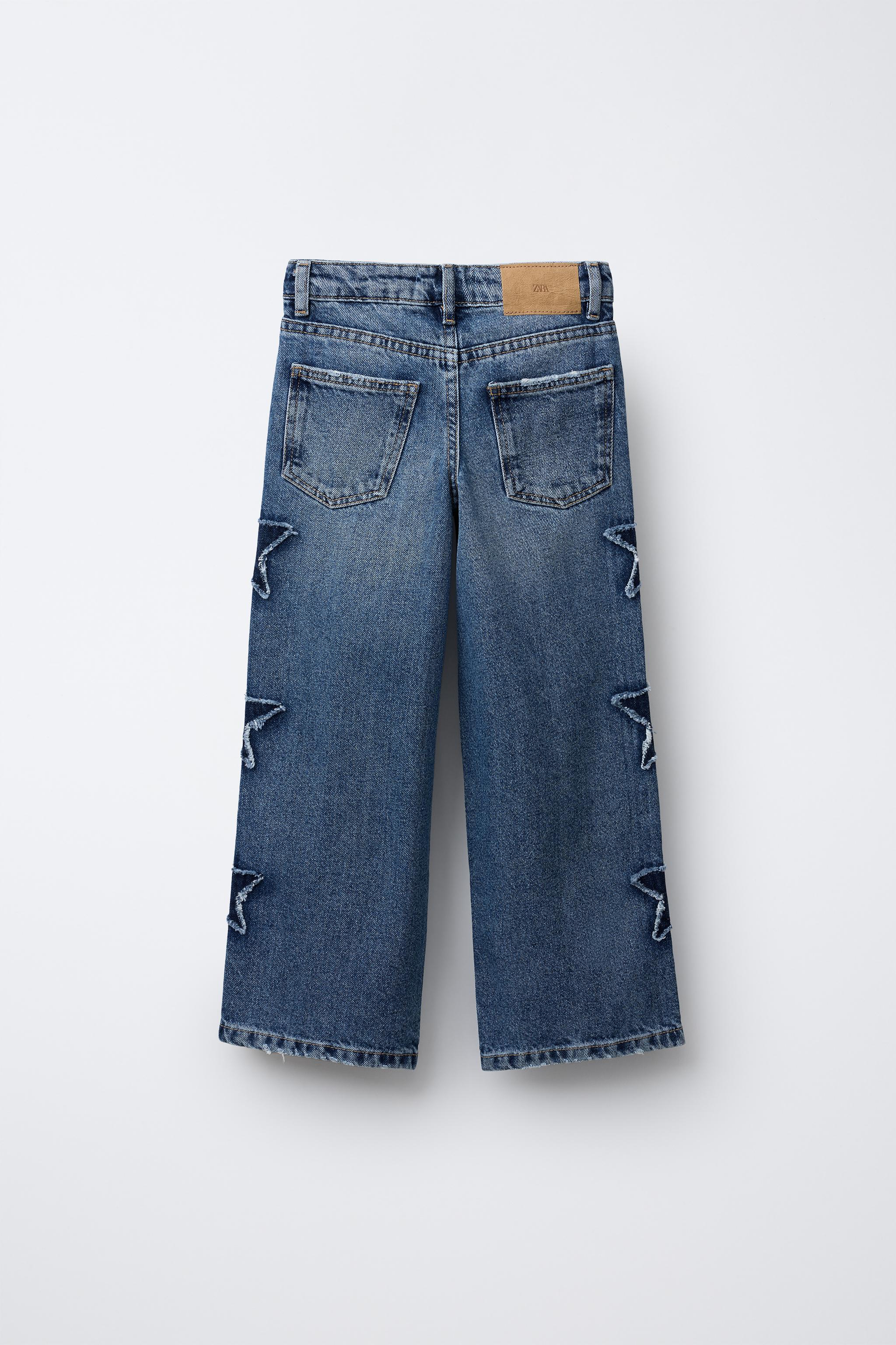 STAR PATCH WIDE LEG JEANS - Blue | ZARA United States