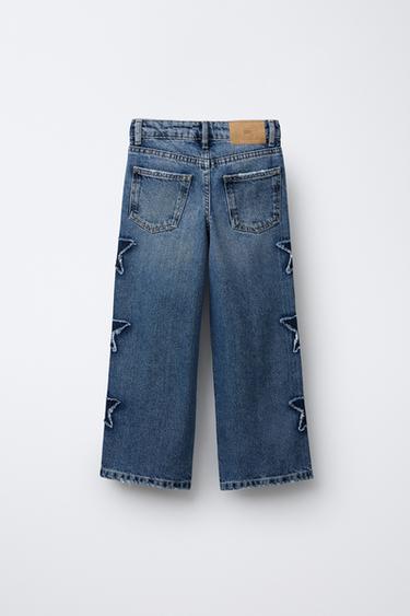 WIDE-LEG JEANS WITH STAR PATCHES - Blue by Zara - Image 1