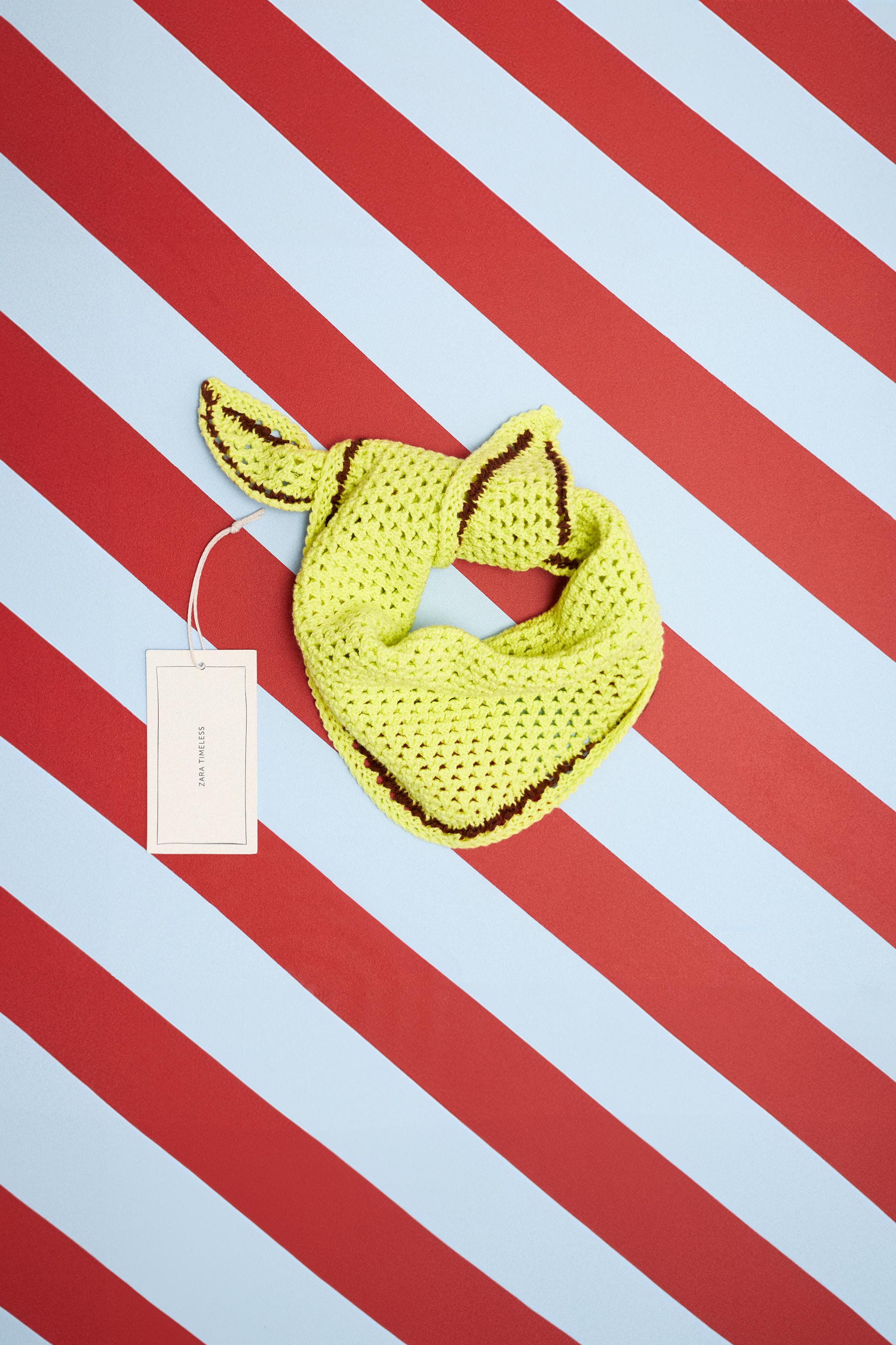 ZARA TIMELESS - CONTRAST KNIT BANDANA - Lime green | ZARA Canada