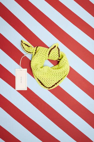 Zaras ZARA TIMELESS - STICKAD BANDANA MED KONTRAST - Lime