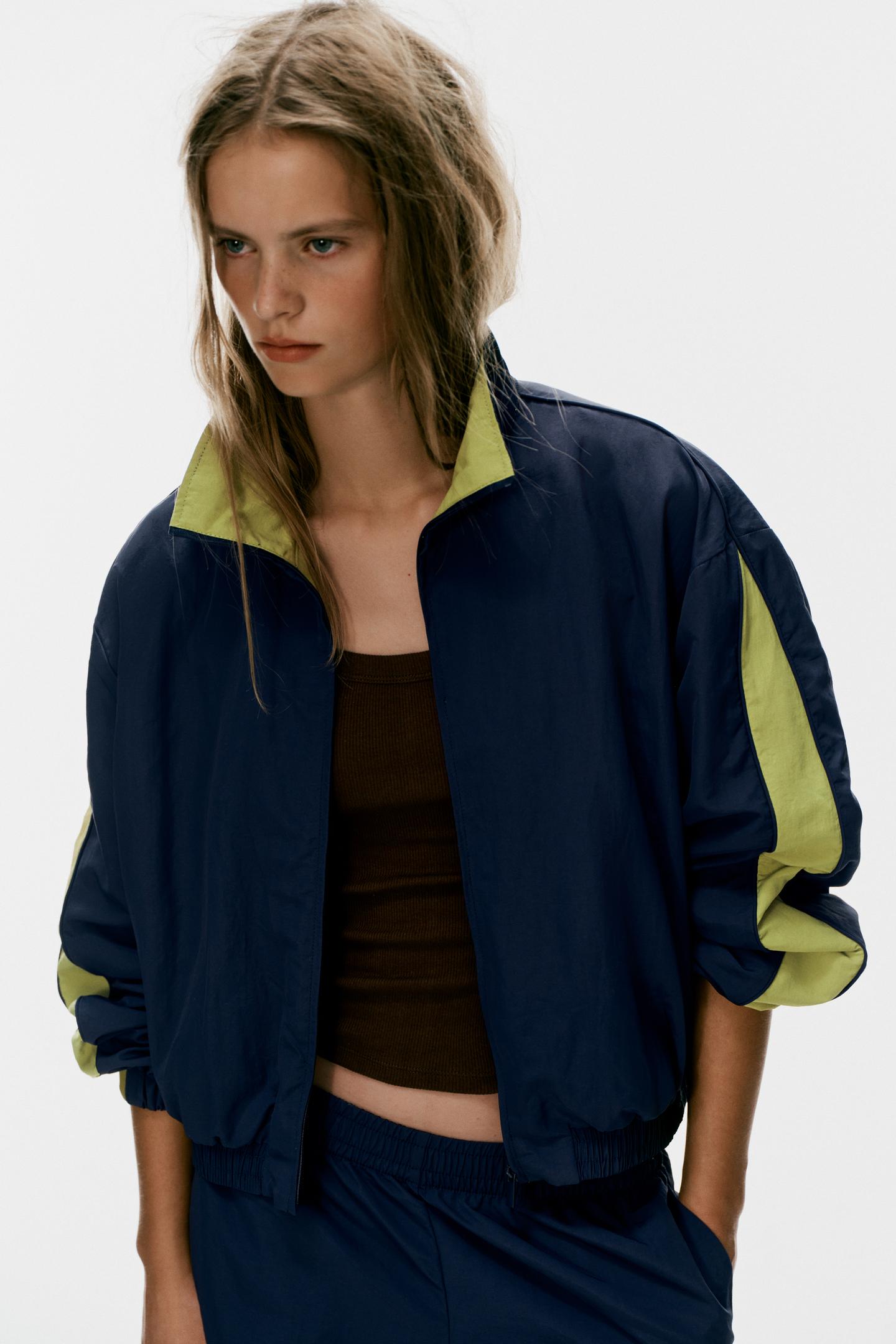 Женская куртка Zara Technical Side-Stripe, цвет: Тёмно-синий — фото 4