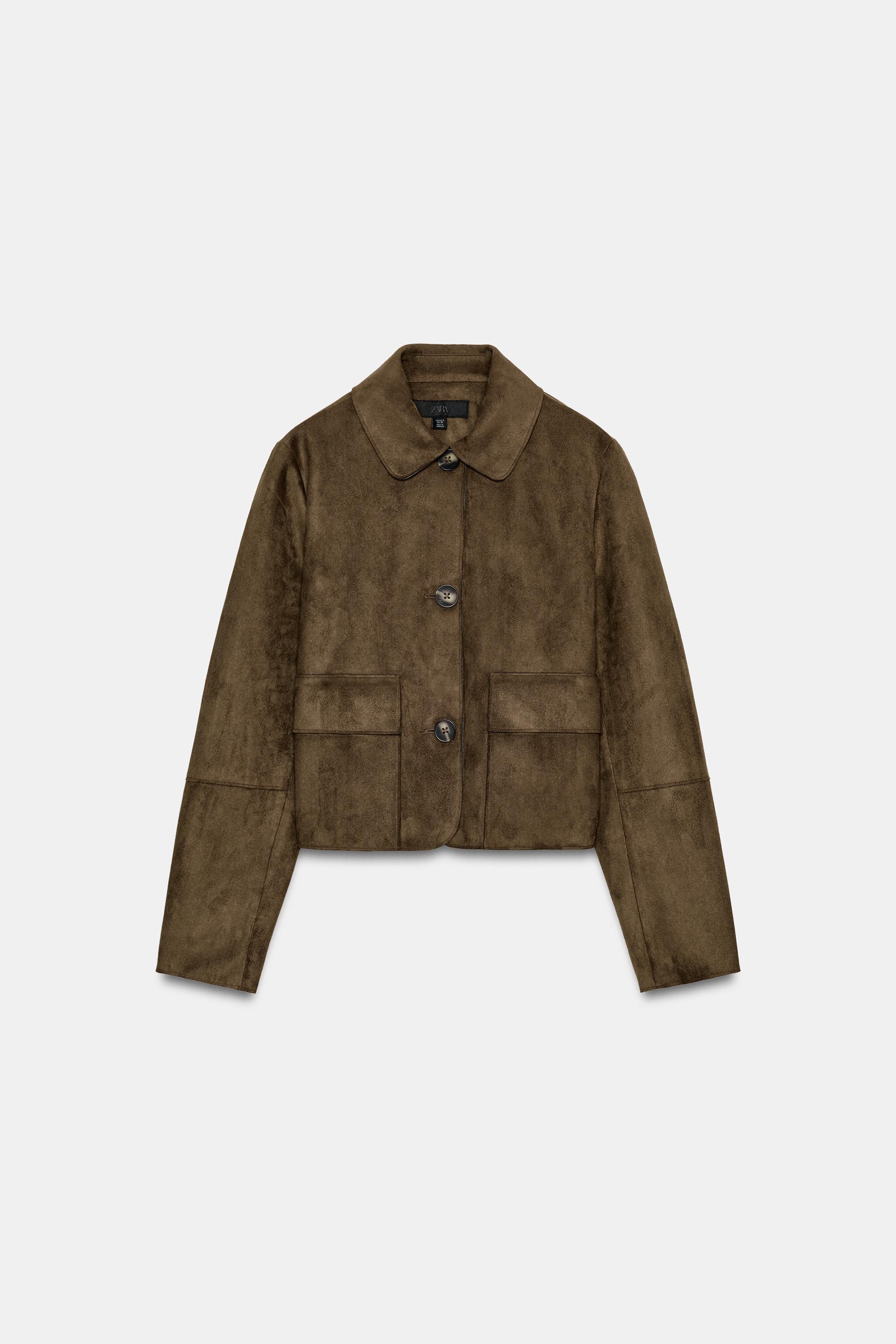 JAQUETA EFEITO SUEDE COM BOLSOS - Caqui | ZARA Brasil