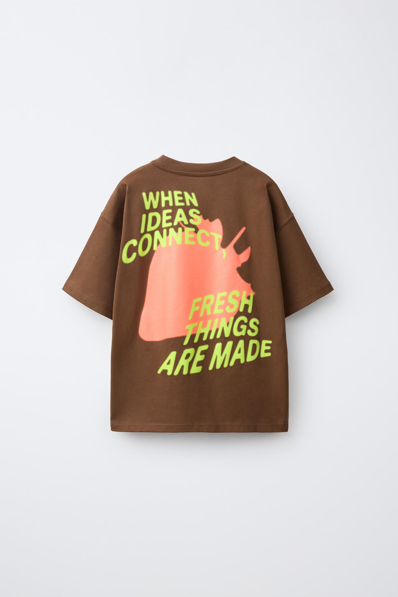 STRAWBERRY PRINT T-SHIRT — Brown
