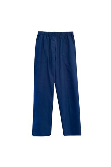 LINEN BLEND PANTS BLACK M