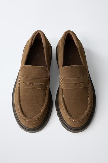 MOCASSINS EN CUIR AVEC MASQUE - Marron de Zara - Image 2