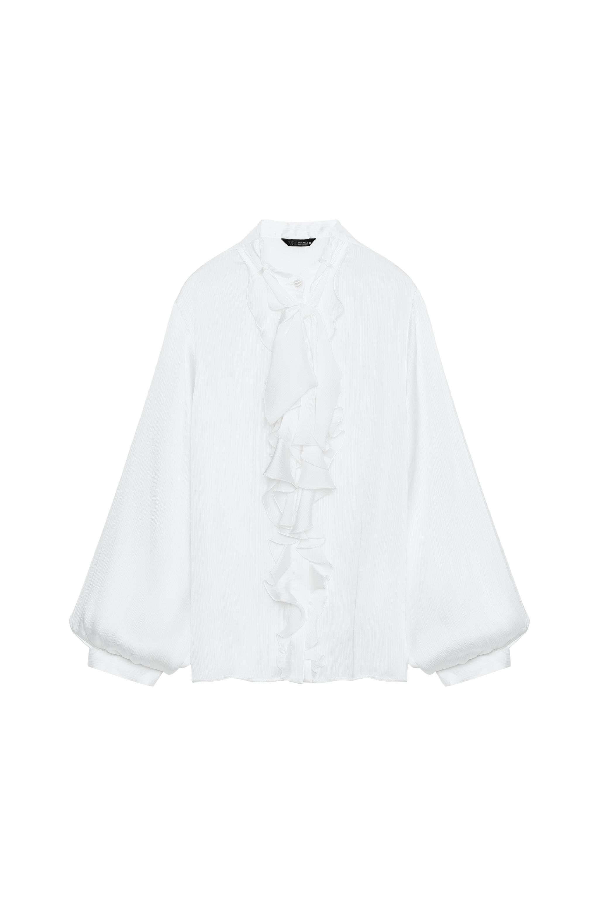 ハーリップトゥRuffled Cotton-Jersey Sweatshirt EMBROIDERED FLORAL SWEATSHIRT - Ecru | ZARA South Africa