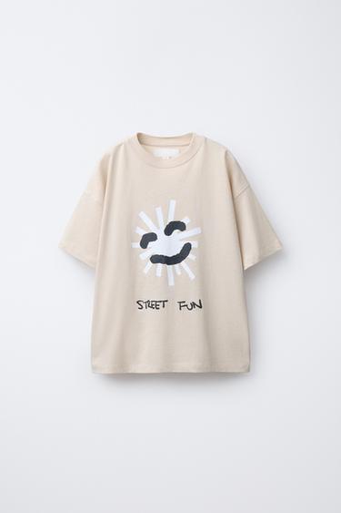 Zara PRINTED T-SHIRT - Sand