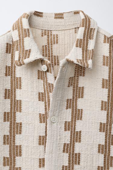PRINTED TEXTURED SHIRT - Light beige by Zara - Image 2