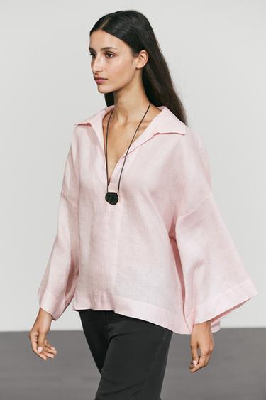 100% linen polo collar shirt — 142 2