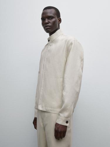 Veste légère 100 % lin - Beige clair de Zara