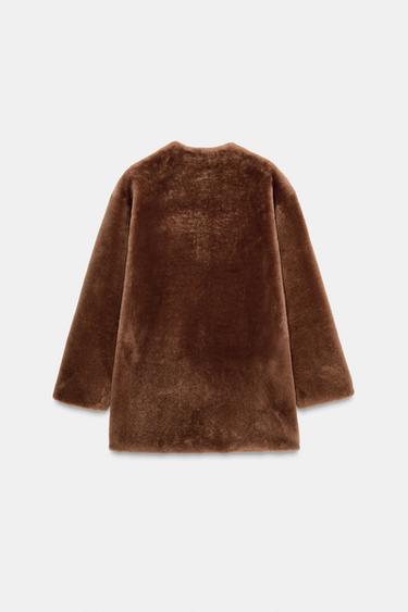 MANTEAU 100 % CUIR RÉVERSIBLE - Marron de Zara - Image 7