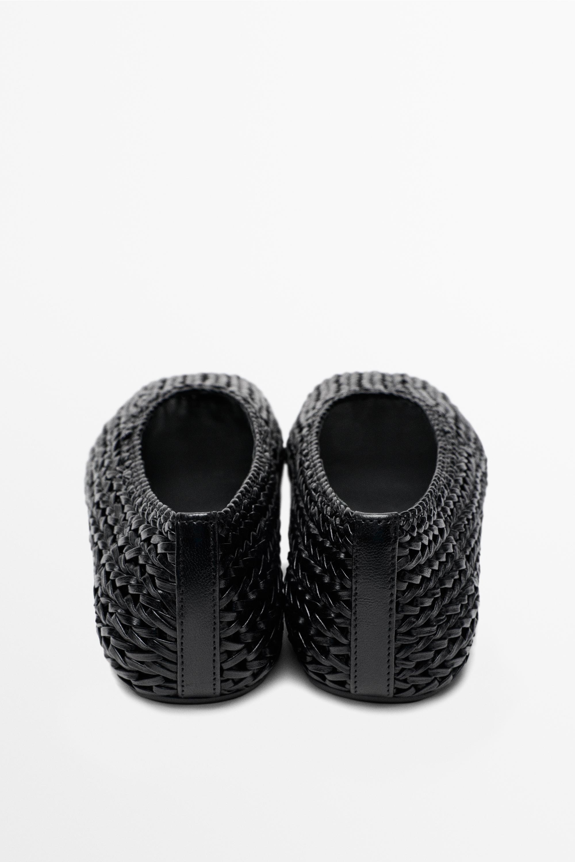 Braided sheepskin ballet flats
