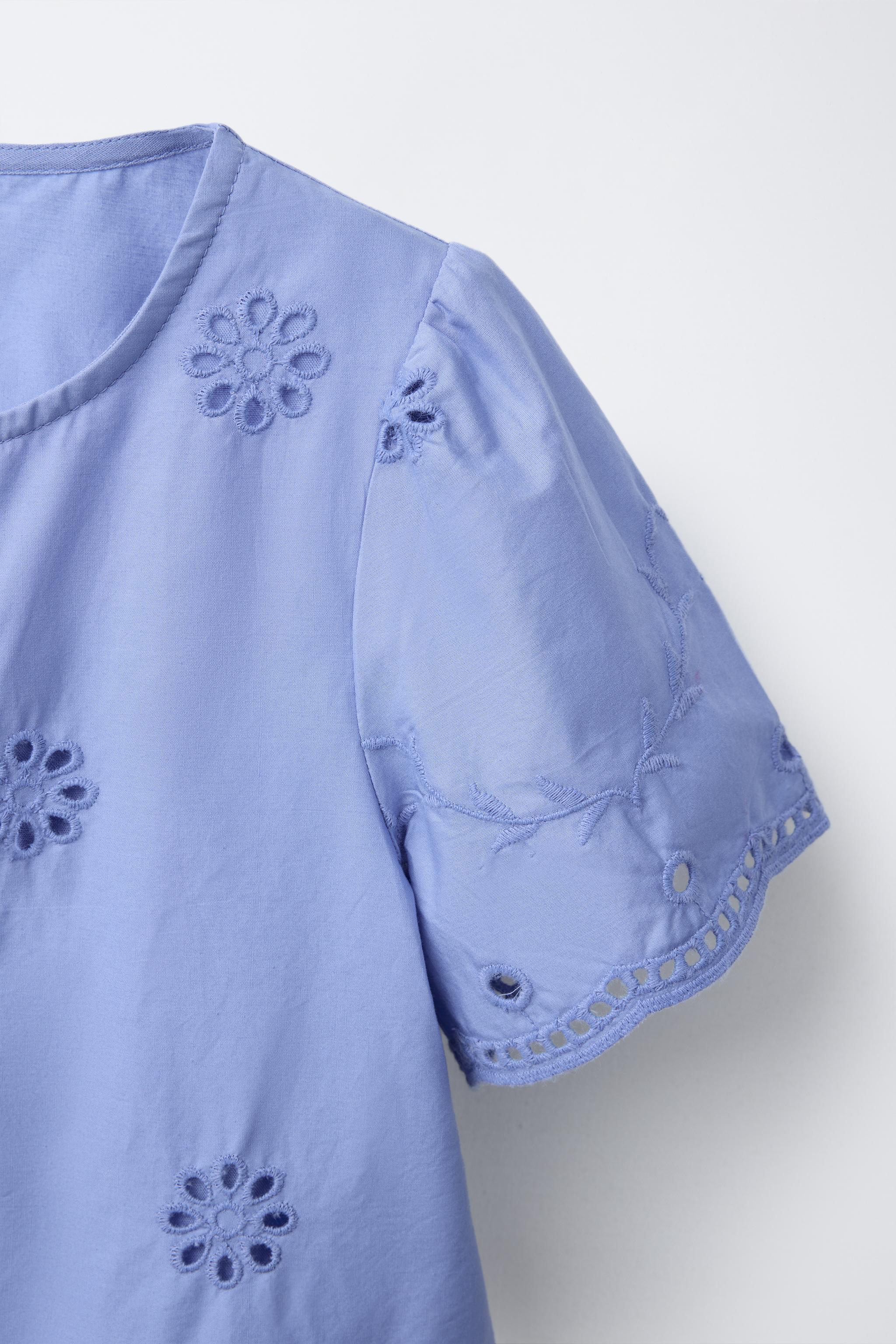 【deres】blooming embroidery blouse EMBROIDERED BLOUSE - Cornflower blue | ZARA Canada