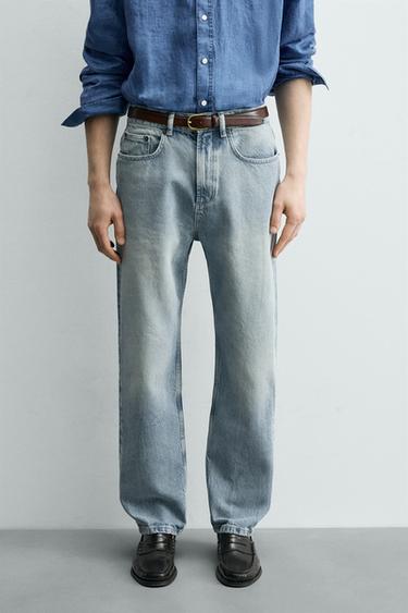 STRAIGHT ANKLE FIT JEANS - Light blue by Zara