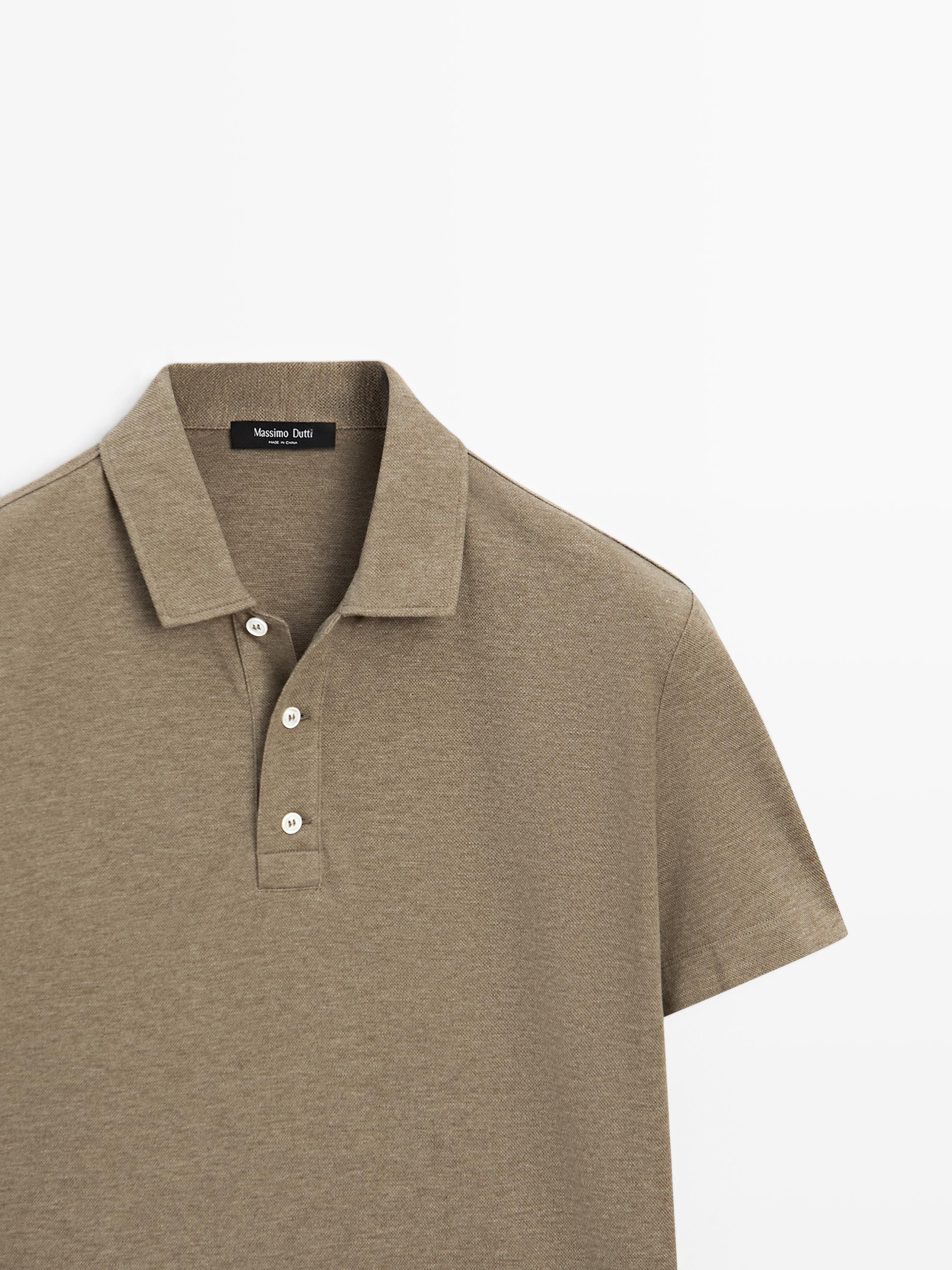 100% cotton melange short sleeve polo shirt