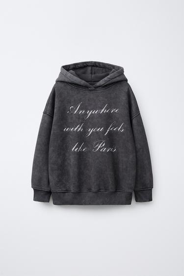 DESSUADORA AMB EFECTE RENTAT I MISSATGE - Gris antracita de Zara