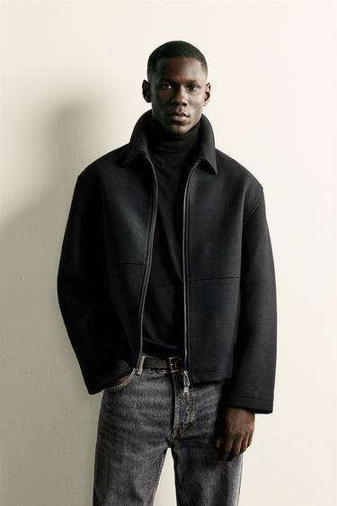 Zara WOOL BLEND REGULAR FIT JACKET - Black