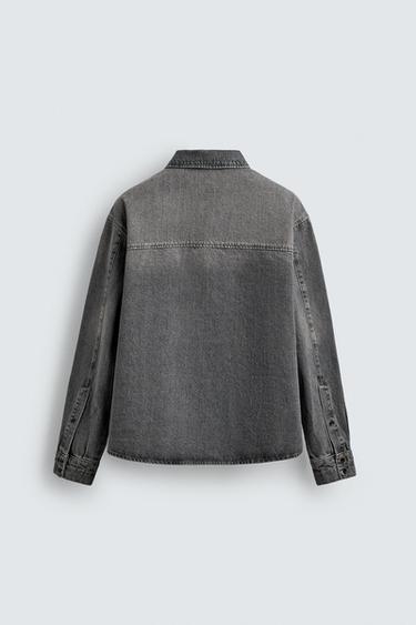 WASHED RELAXED FIT DENIM SHIRT - Grey by Zara - Image 7