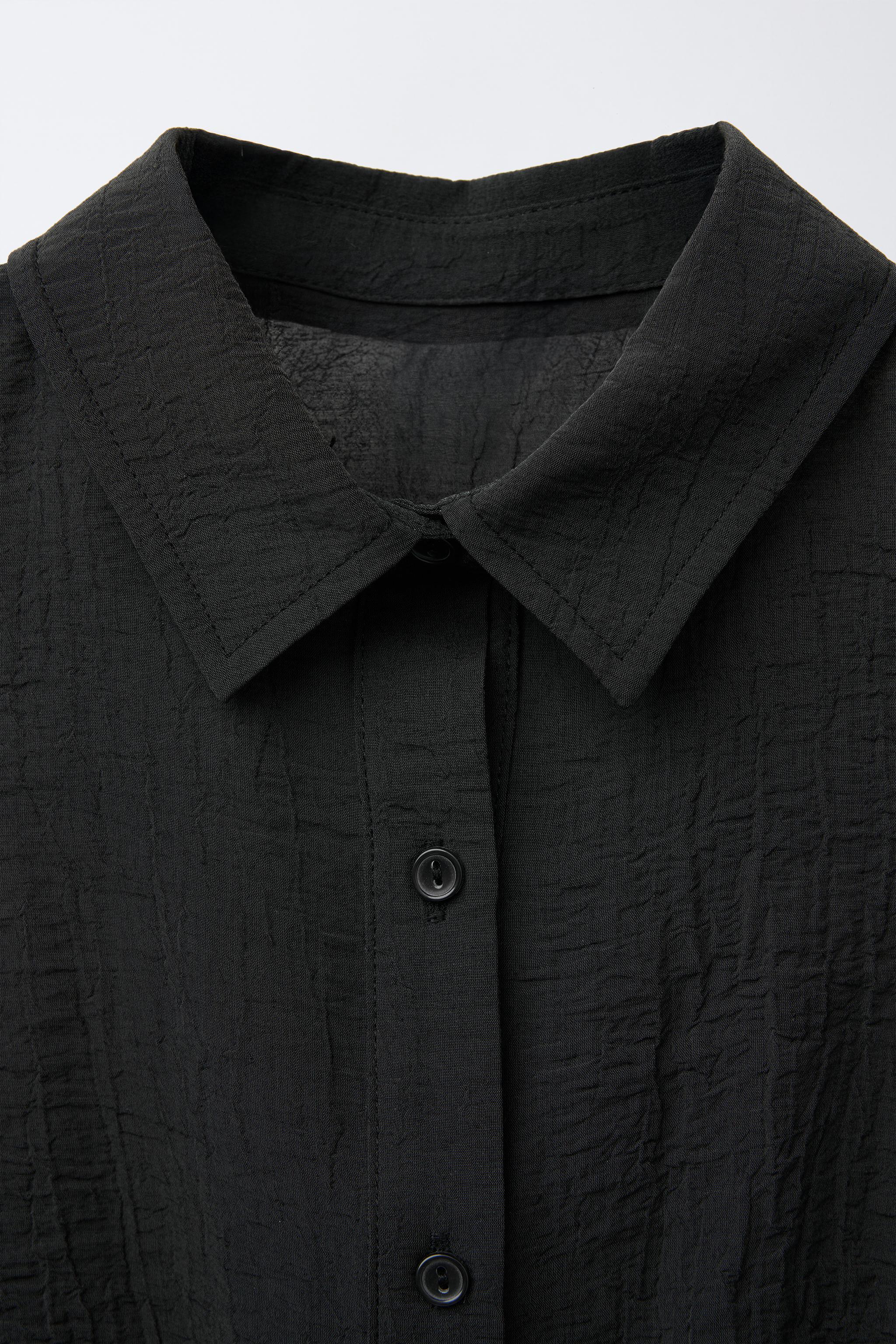 WRINKLED EFFECT SHIRT - Black | ZARA United States WRINKLED EFFECT SHIRT - Black | ZARA United States