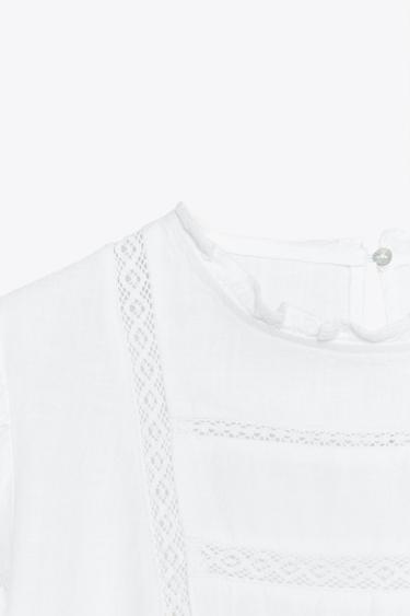 RAMIE SHIRT WITH LACE TRIM - White by Zara - Image 7