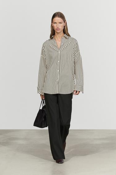 Zara Flowing striped shirt - White - Image 0