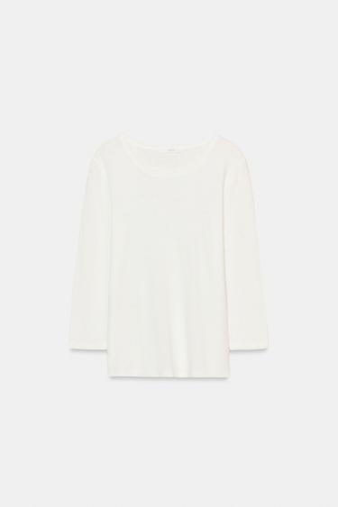 ФУТБОЛКА ИЗ ЛЬНА С ЭФФЕКТОМ ПОТЕРТОСТИ — ЖЕЛТОВАТО-БЕЛЫЙ от Zara
