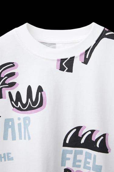 T-SHIRT MIT PRINT - Cremefarben von Zara