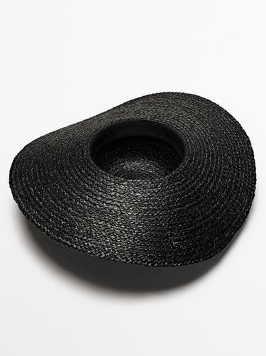 Sombrero rafia pamela - Negro de Zara - Imagen 0