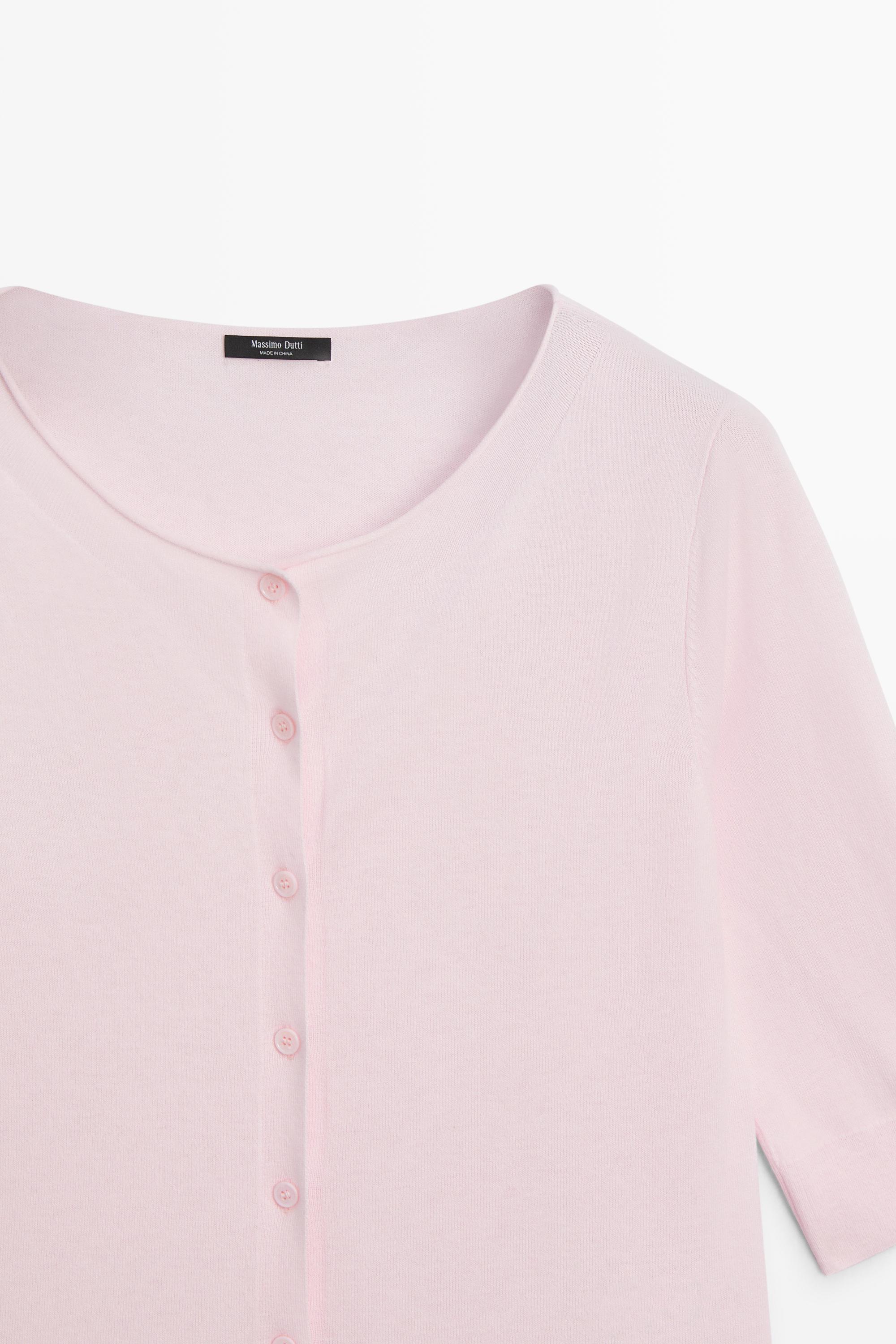 Cotton blend boat neck cardigan