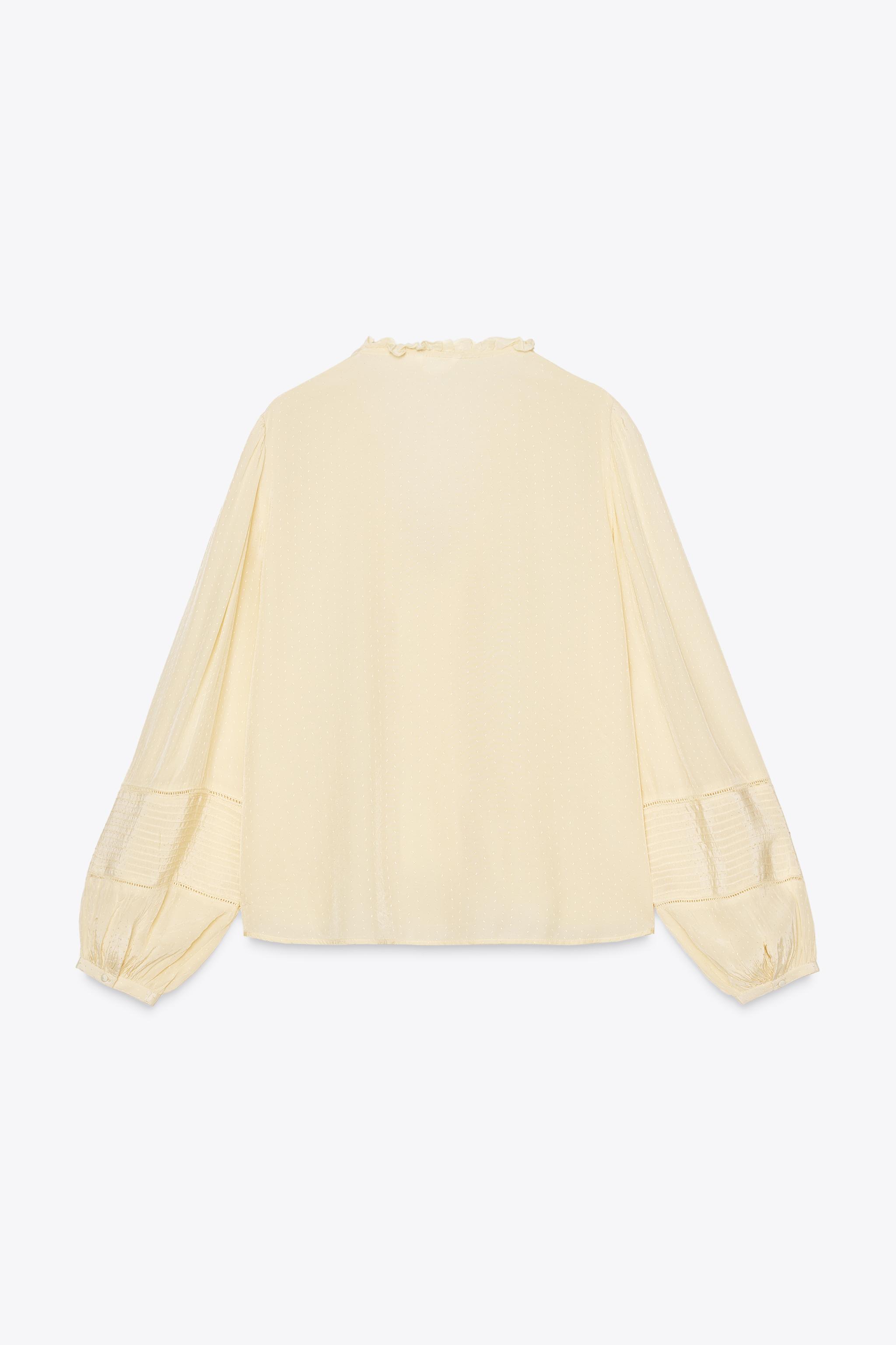 PINTUCK AND LACE TRIM BLOUSE - Pastel yellow | ZARA United PINTUCK AND LACE TRIM BLOUSE - Pastel yellow | ZARA United