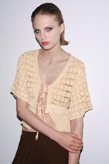 COMBINED KNIT JACKET - Apricot by Zara