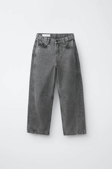 BARREL JEANS WITH SEAM DETAIL - Mid-grey by Zara - Image 0