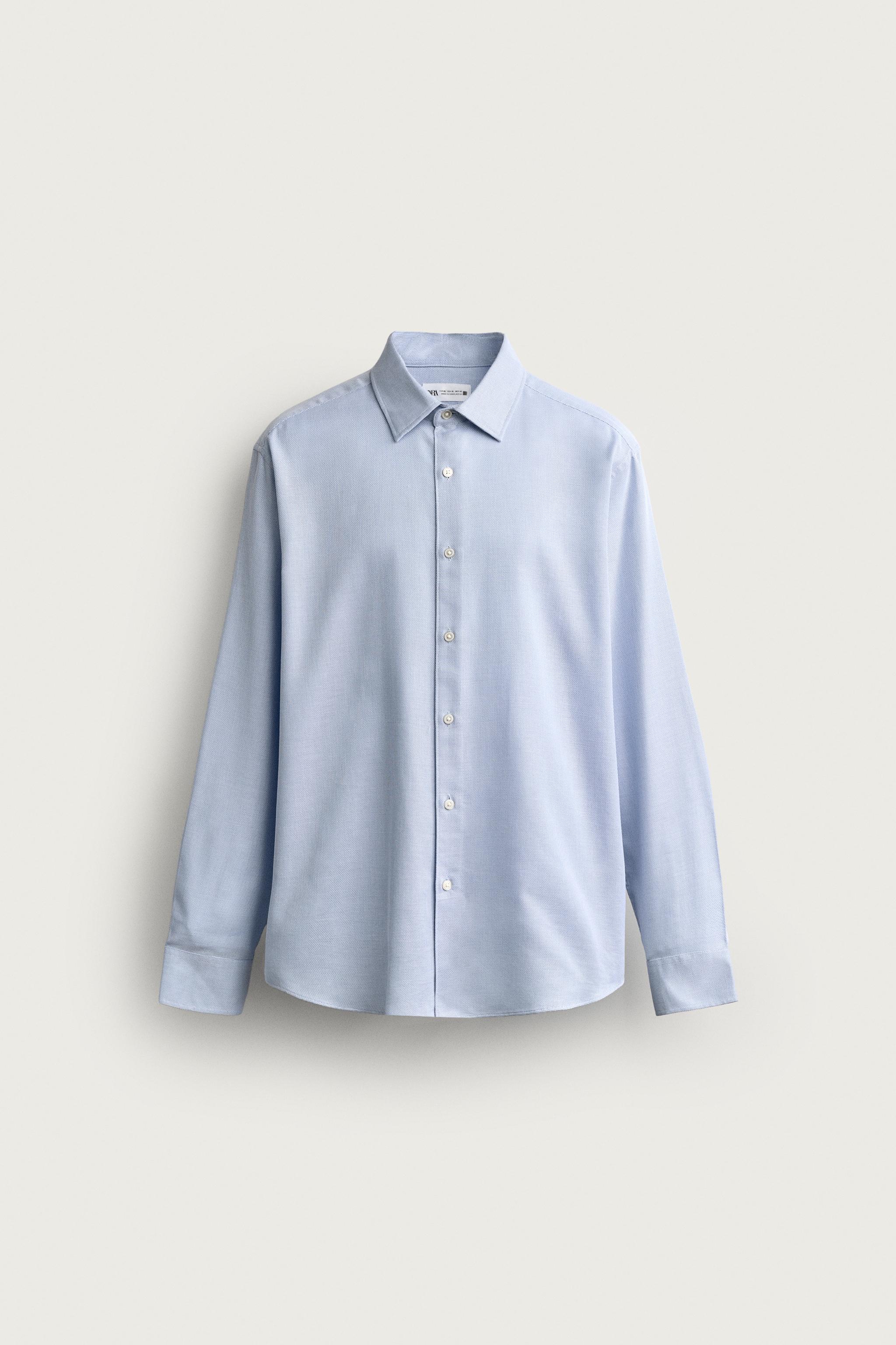 EASY CARE TEXTURED SHIRT — Sky blue