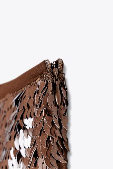 FALDA MINI LENTEJUELAS - Marrón de Zara