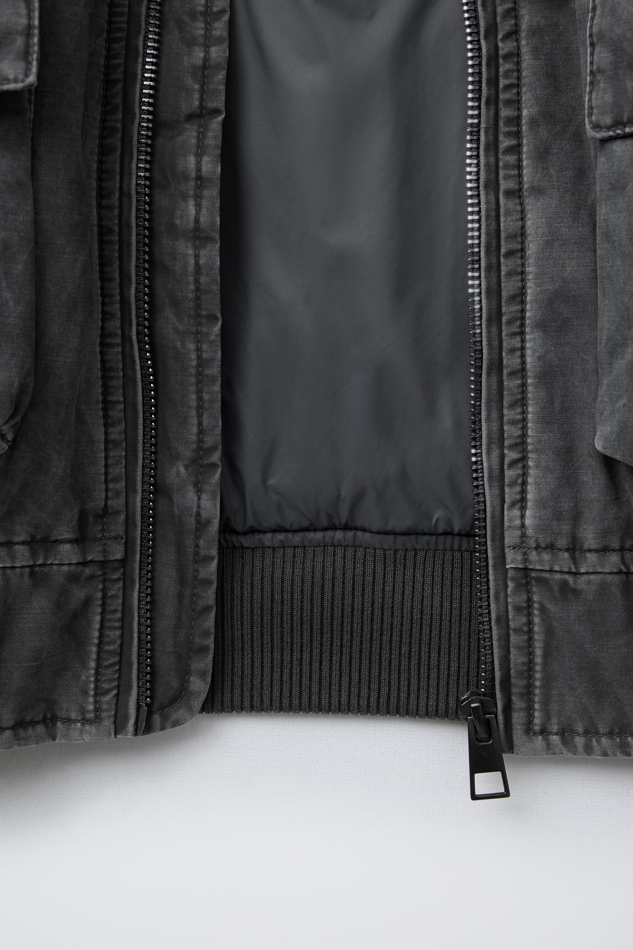 ユーズド加工入りボンバージャケット - グレー | ZARA Japan / 日本